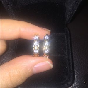10K Italian Gold Earrings with Cubic Zirconia